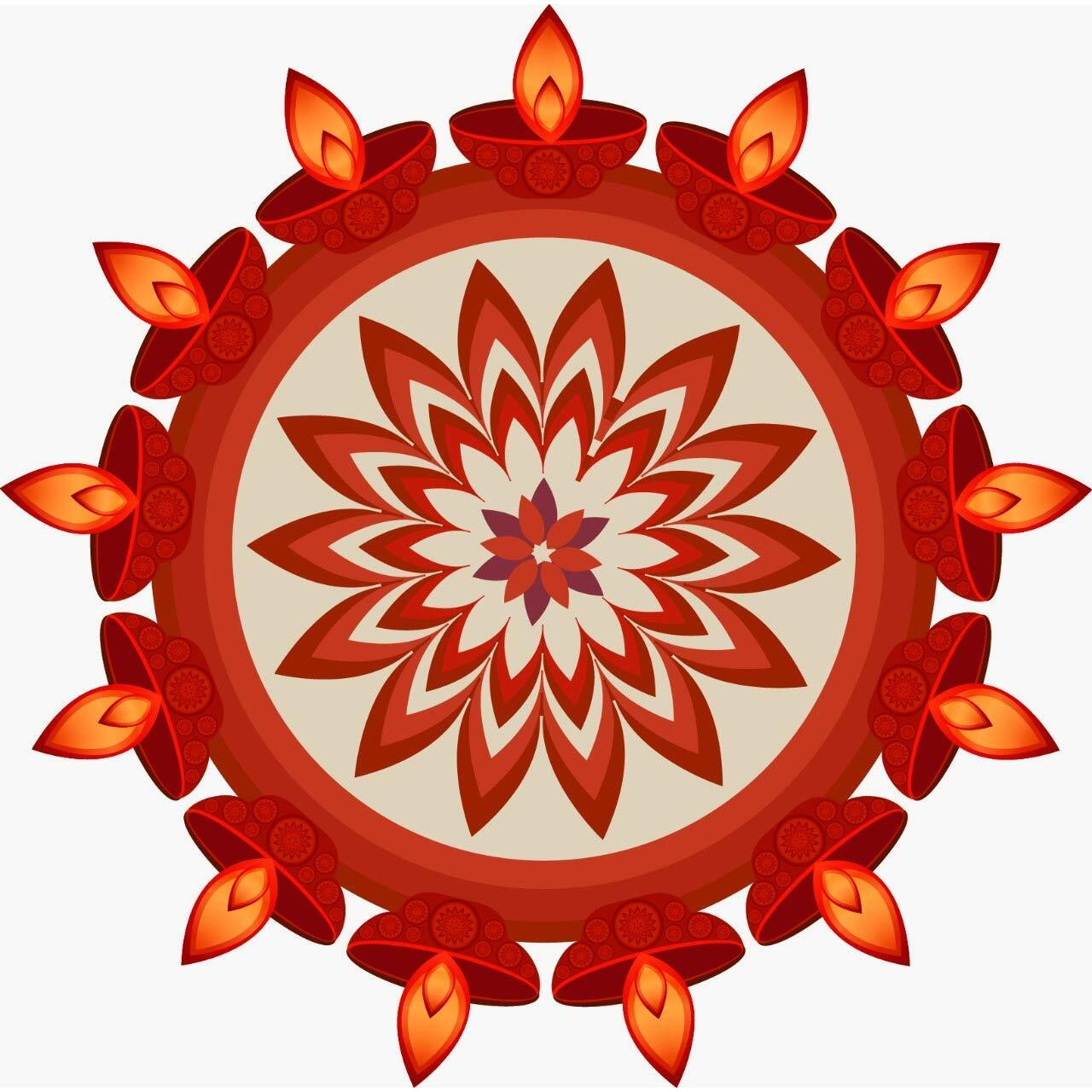 PRINTELLIGENT PVC Vinyl Diwali Rangoli Design Floor/Table Sticker Multi colour (Design 09)
