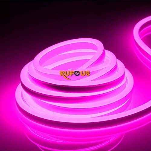 Rufous Neon Rope Light,Waterproof Outdoor Flexible Light with Connector,Silicone Light for Diwali,Christmas,Indoor and Outdoor Decoration. (5 Meter, Pink)