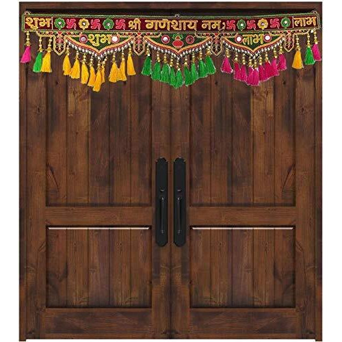 Shub Labh Toran for Door Pooja Mandir Diwali Decoration Ganesha Bandhanwar Bandarwal Toranam for Main Door Wall Hanging Home Decor Swastik Toran Multicolor (37 Inches Length)