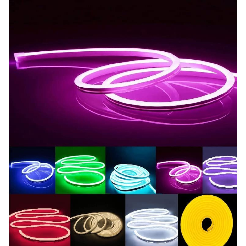 LEDOLUX Neon LED Strip Light 16.4ft/5m 12V DC 600 SMD2835 LEDs Waterproof Flexible LED NEON Light for Indoors Outdoors Decor [ Pink | No Power Adapter] Rope Light For Ceiling /Diwali Rope Lights for Decoration For Home /Flexible Light Rope for Indoor and Outdoor