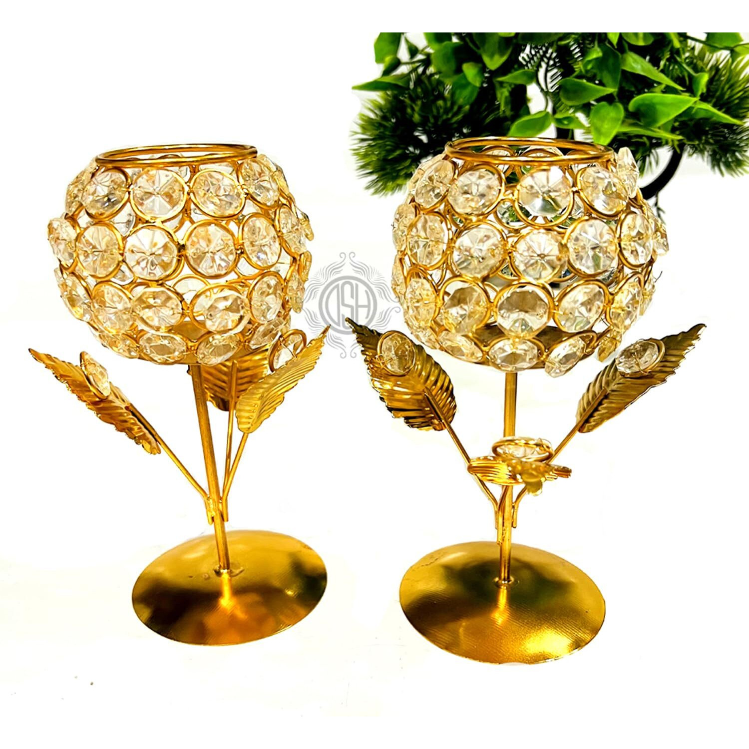 DSH CRAFTING YOUR CURIOSITY Crystal Rose Votive Candle Holder Candle Stand Set of 2 for Home Decor Living Room,Diwali Decoration Tea Light Candle Holder (2 pcs)