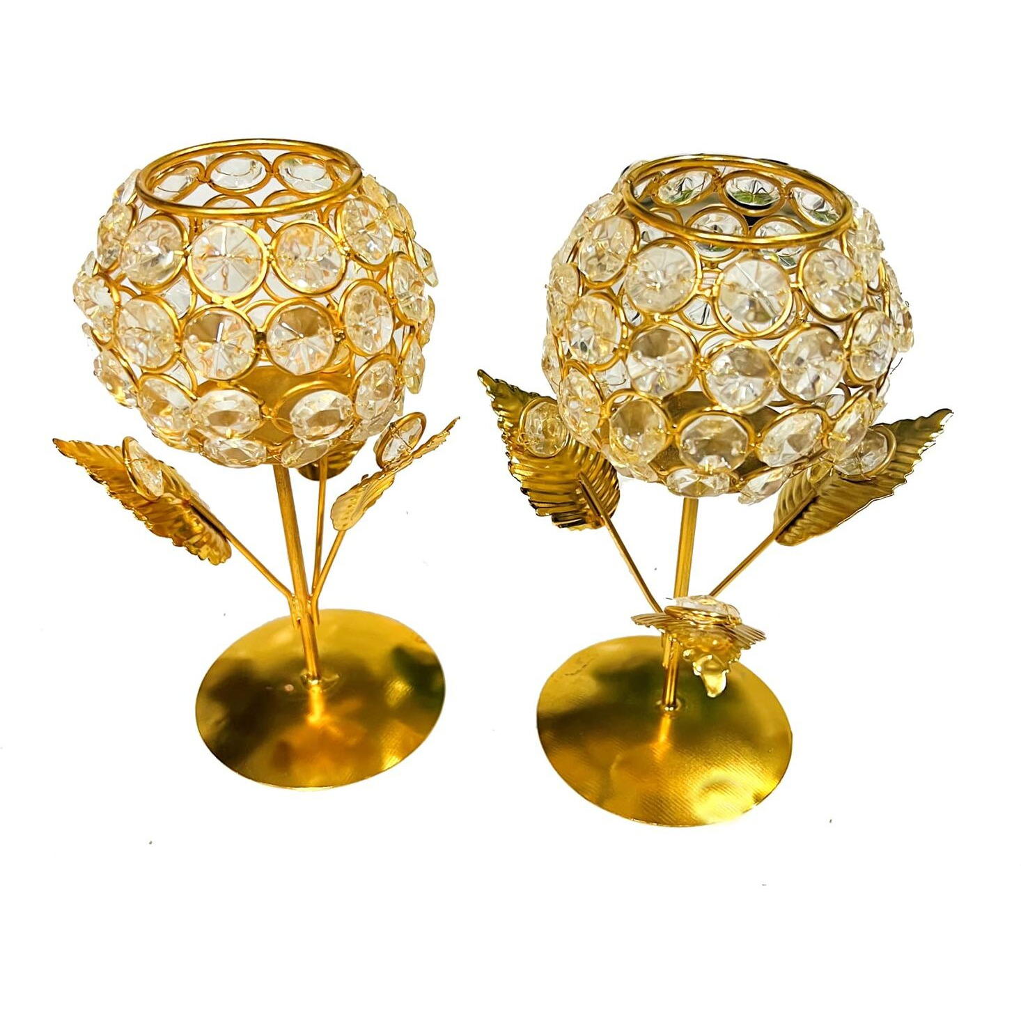 DSH CRAFTING YOUR CURIOSITY Crystal Rose Votive Candle Holder Candle Stand Set of 2 for Home Decor Living Room,Diwali Decoration Tea Light Candle Holder (2 pcs)