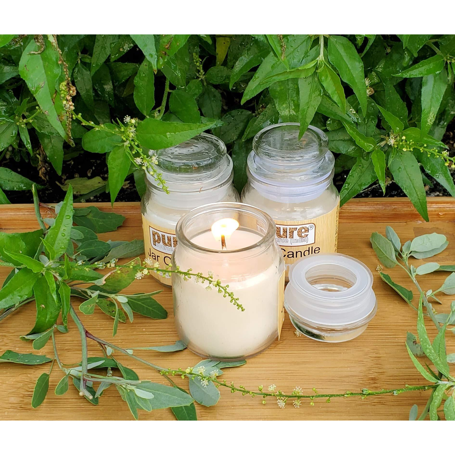 Pure Source India Scented Glass Jar Candles for Diwali, Rakhi, Home, Office & Party Decoration (Fragrance-Jasmine) (Set of 3 Jasmine White)