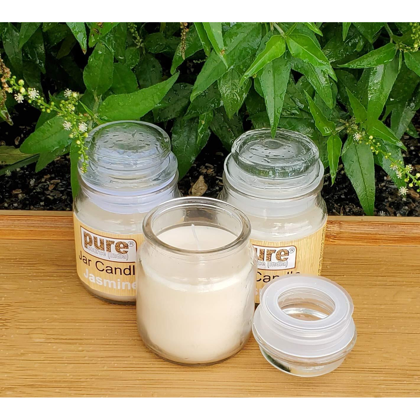 Pure Source India Scented Glass Jar Candles for Diwali, Rakhi, Home, Office & Party Decoration (Fragrance-Jasmine) (Set of 3 Jasmine White)