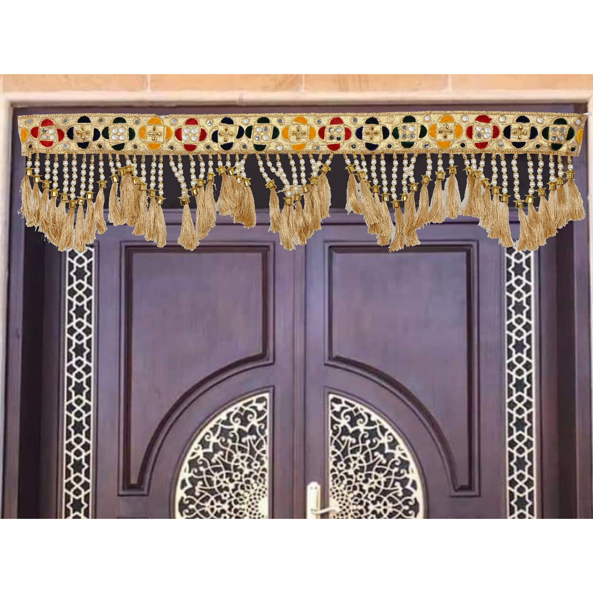 toran Toranam for Door Hanging Latest Main bandarwal Diwali Pooja Room Navratri Home Decoration Bandarwal Golden Multicolor (37 Inches x 9 Inches).