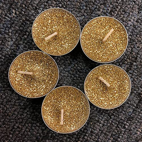 Luces Smokeless Scented Tealight t-lite Floating Candle Decorate Diwali Party (Golden Glitter Tealight Pack of 20)