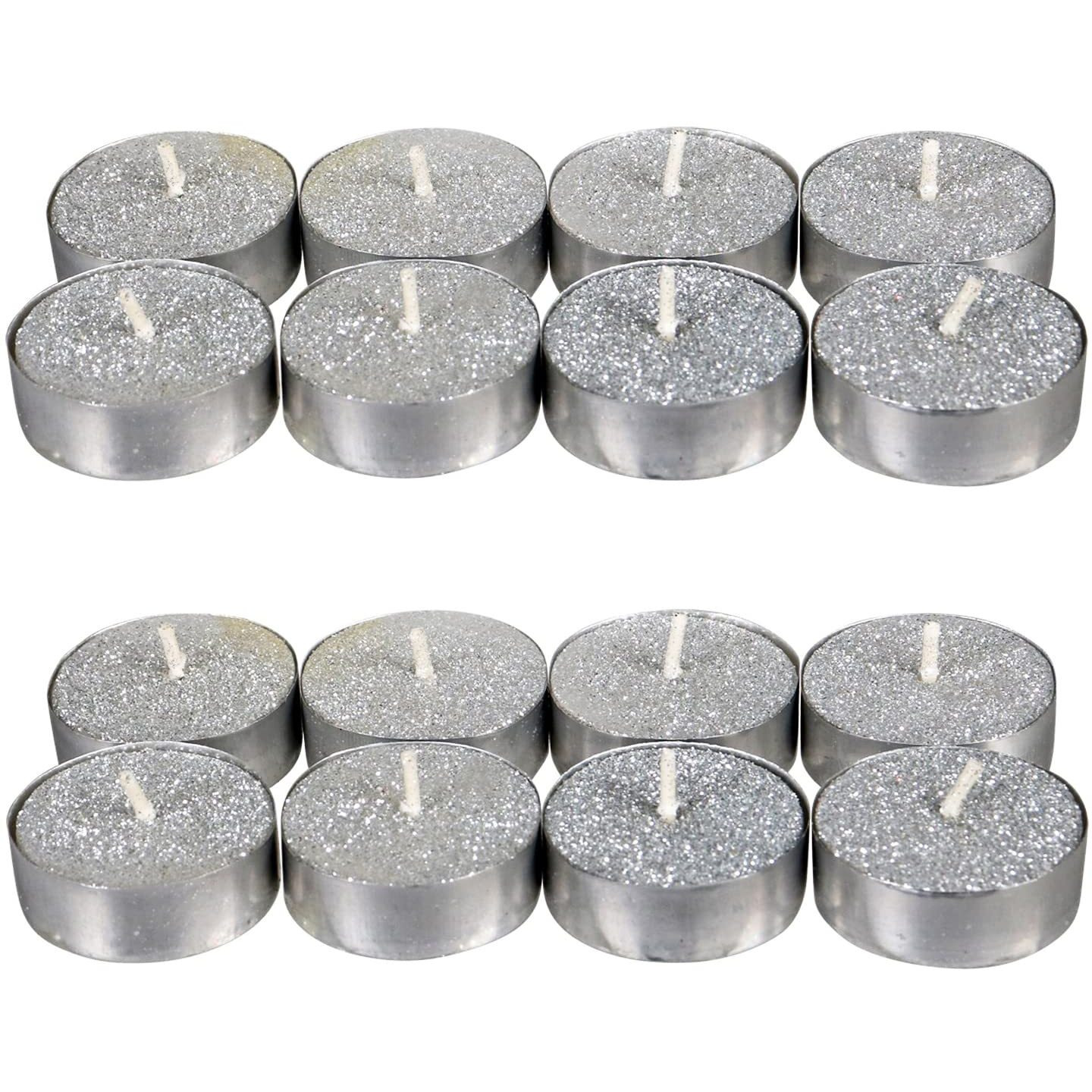 Luces Smokeless Scented Tealight t-lite Floating Candle Decorate Diwali Party (Silver Glitter Tealight Pack of 20)