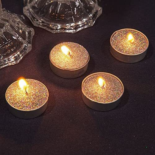 Luces Smokeless Scented Tealight t-lite Floating Candle Decorate Diwali Party (Silver Glitter Tealight Pack of 20)