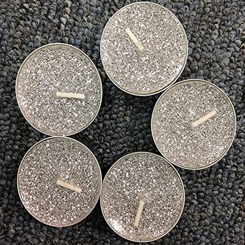 Luces Smokeless Scented Tealight t-lite Floating Candle Decorate Diwali Party (Silver Glitter Tealight Pack of 20)