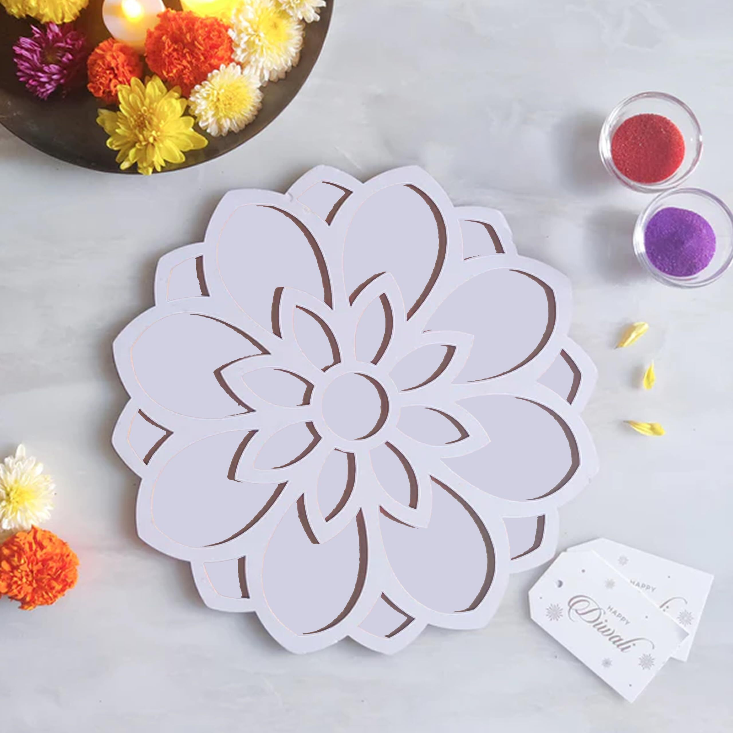 Craftvatika Riddhi Rangoli Design for Diwali Decoration Item for Home and Diwali Gifts - 12 Inch Riddhi Rangoli Stencils for Office & Living Room, Hall Diwali Festival Item