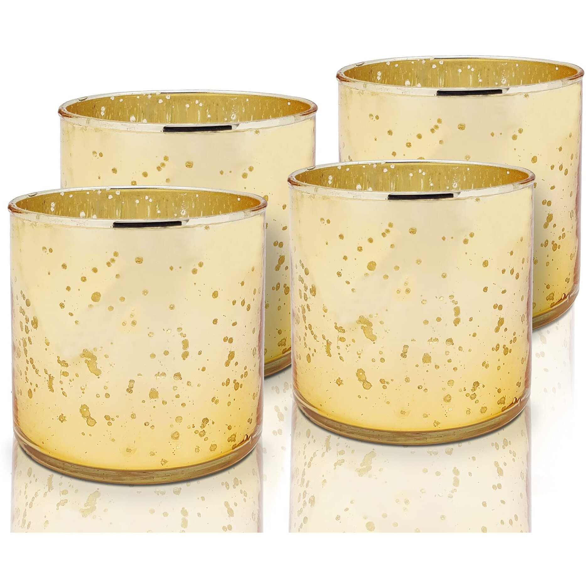 The Purple Tree Gold Mercury Votive Tealight Candle Holders for Diwali Christmas (Pack of 4) Diwali Tealights, Corporate Gifts, Home Decor Gift Item, Diwali Decoration, Christmas Decorations