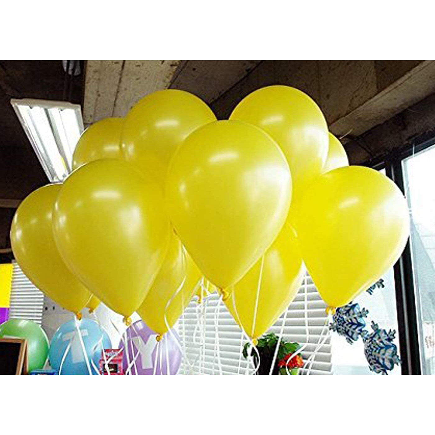 AMFIN 10 Inch (Pack Of 200) Yellow Metallic Balloons for Birthday Decoration , Decoration for Weddings , Engagement , Baby Shower Decoration Items , 1st Birthday Party Decoration Items , Anniversary Party , Bachelors Party , Office Party , Diwali , New Year Party , Christmas Decoration Items