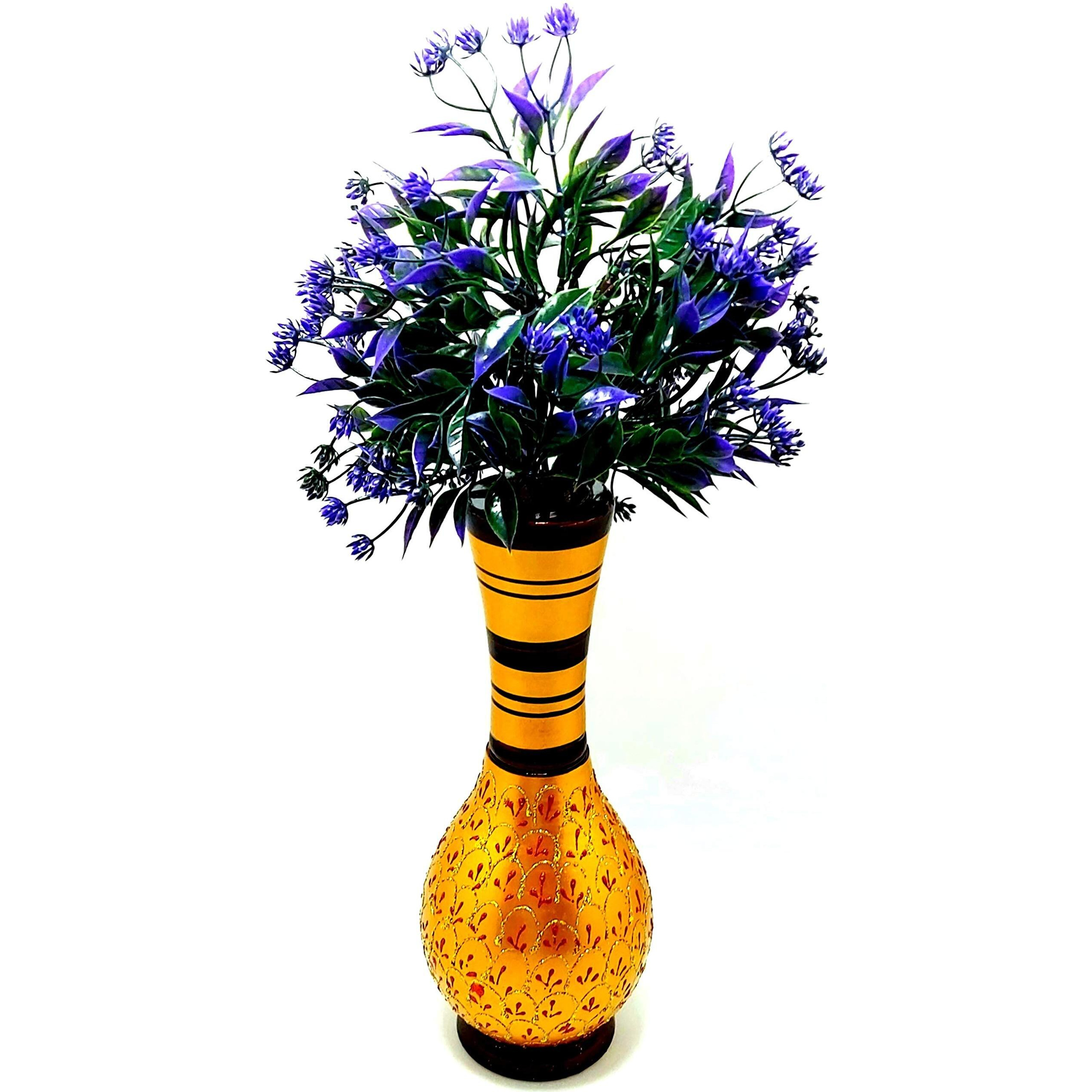 Misha Wooden Handcrafted Flower Vase/Pot for Home Decoration | for Artificial Flower | Ideal for Living Room Decoration, Table Top Decoration, Diwali Gift(Size 12 inch/30 cm) (GOLDEN, Wood)