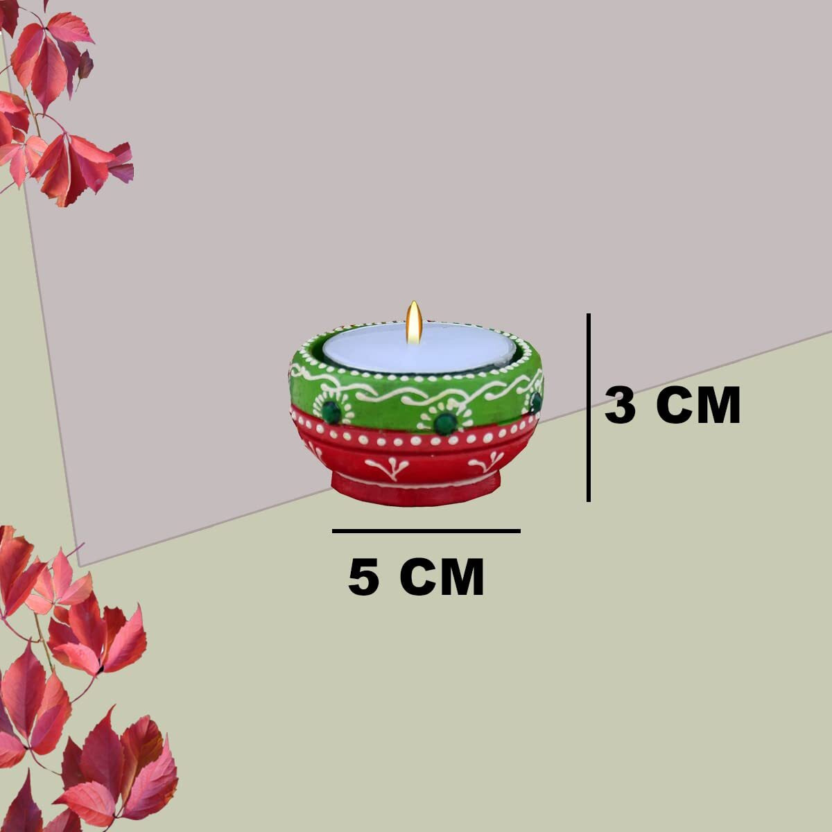 Saugat Traders Candle Set for Diwali Home Decoration - Peacock Design Tea Light Candle Holder Candle - Door Hanging-Wall Hanging-Deepawali Gift for Corporate Clients, Family & Friends