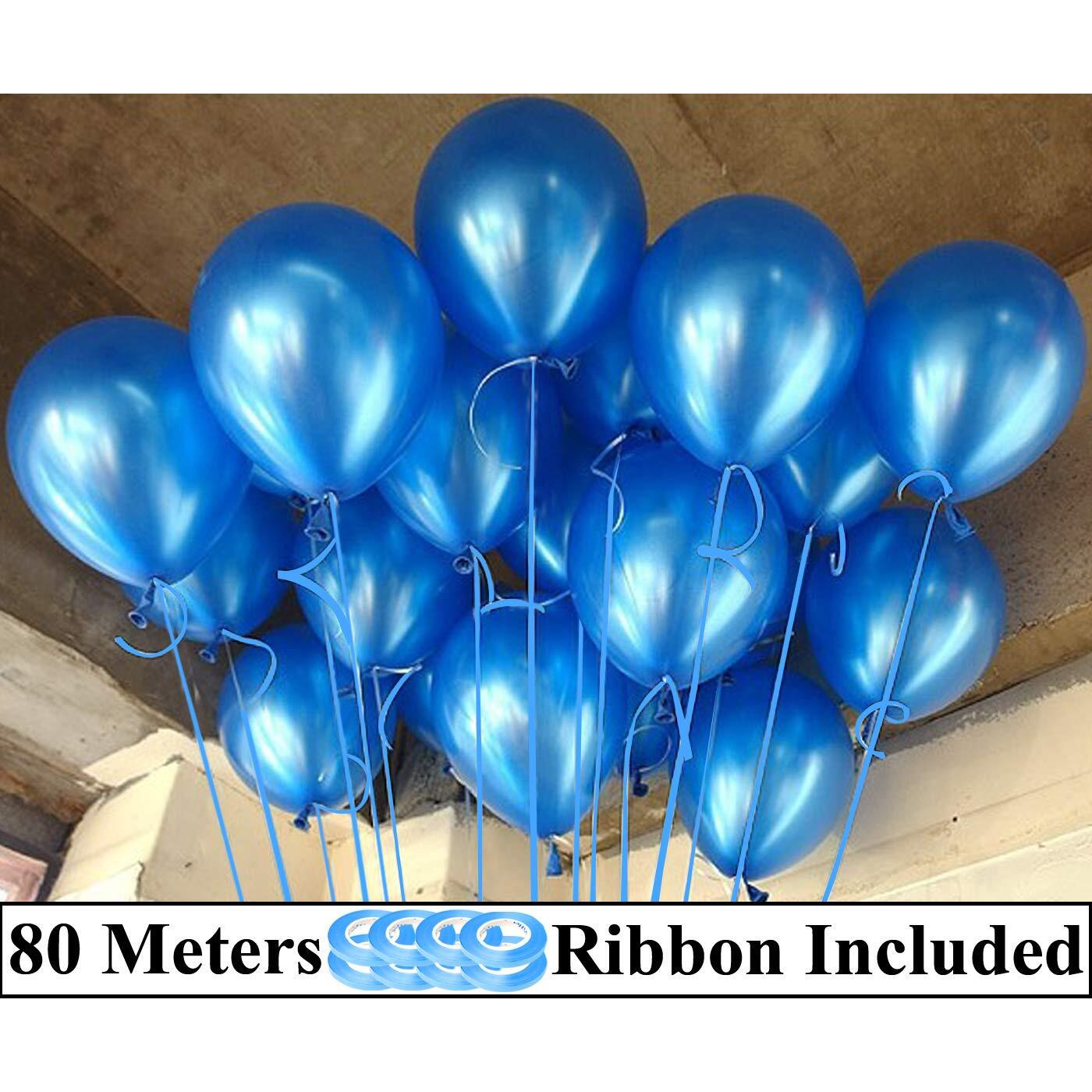 AMFIN 10 Inch (Pack Of 200) Blue Metallic Balloons for Birthday Decoration , Frozen Theme Party Decoration Items , Decoration for Weddings , Engagement , Baby Shower Decoration Items , 1st Birthday Party Decoration Items , Anniversary Party , Bachelors Party , Office Party , Diwali , New Year Party , Christmas Decoration Items