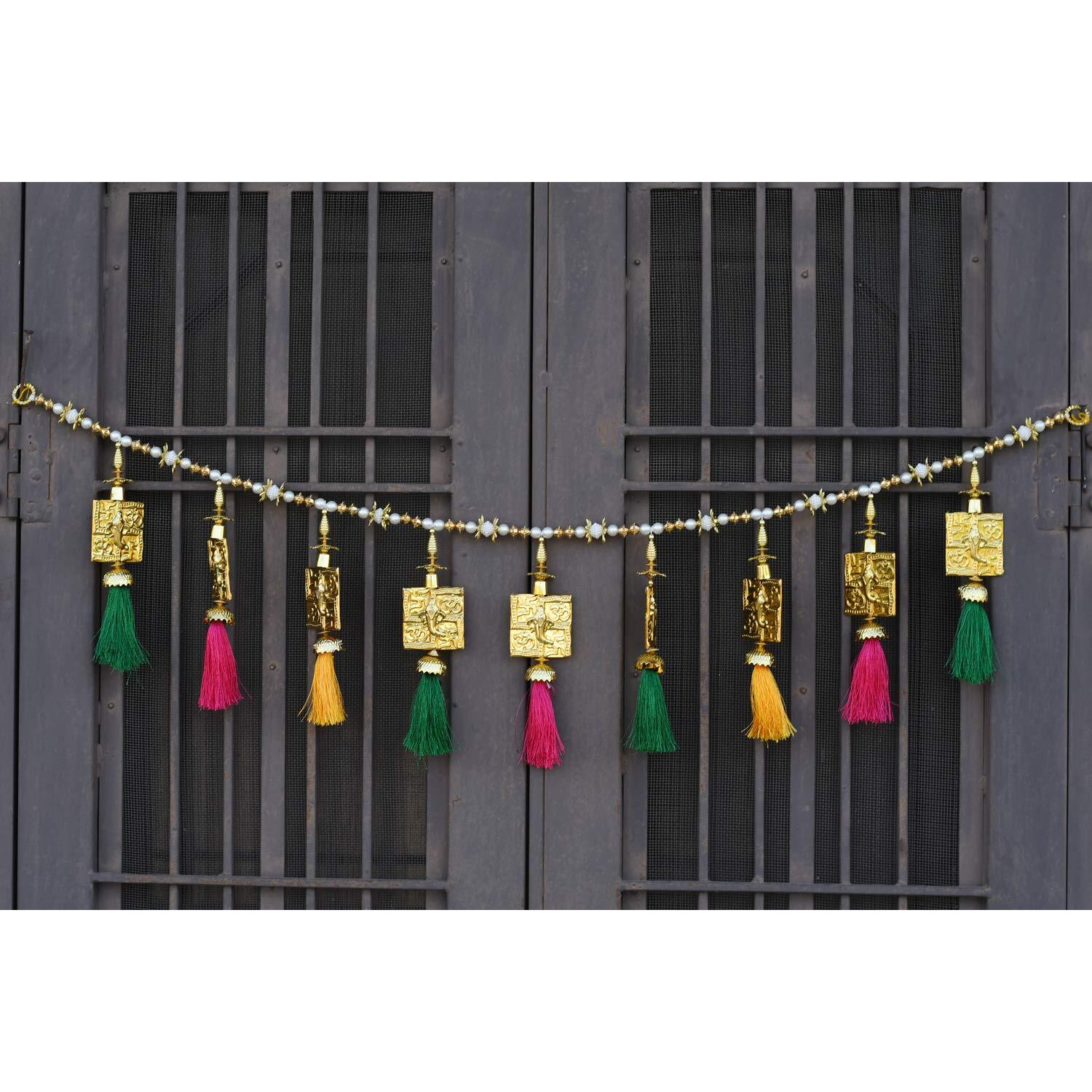 CraftVatika Toran Bandarwal For Main Door Wall Hanging Traditional Fancy Ganesha Toran Bandarwar For Temple Mandir Pooja Room Diwali Deepawali Decoration Diwali Gifts., 36.5 Inch,Multicolor