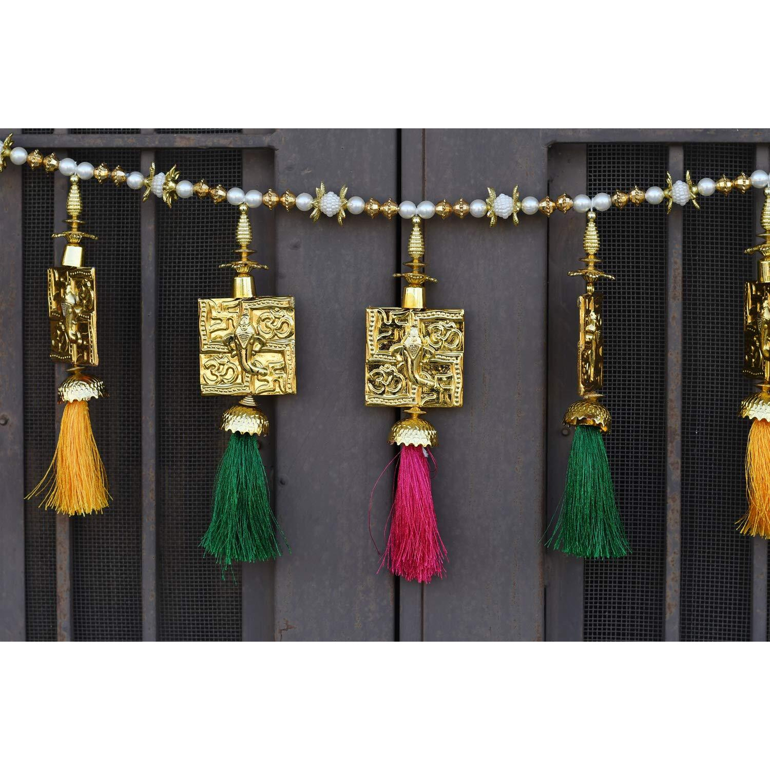 CraftVatika Toran Bandarwal For Main Door Wall Hanging Traditional Fancy Ganesha Toran Bandarwar For Temple Mandir Pooja Room Diwali Deepawali Decoration Diwali Gifts., 36.5 Inch,Multicolor