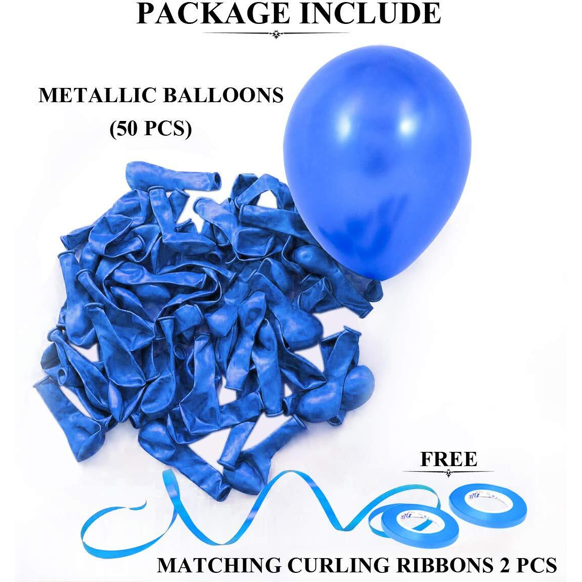 AMFIN 10 Inch (Pack Of 50) Blue Metallic Balloons for Birthday Decoration , Frozen Theme Party Decoration Items , Decoration for Weddings , Engagement , Baby Shower Decoration Items , 1st Birthday Party Decoration Items , Anniversary Party , Bachelors Party , Office Party , Diwali , New Year Party , Christmas Decoration Items