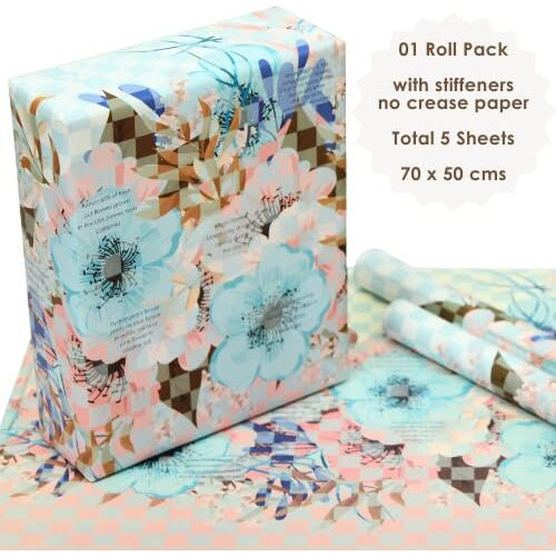 eVincE Gift Wrapping Paper for Anniversary Birthday Gifts for him & her | Floral Prints for all Occasions - Valentine Day Christmas Diwali Gifting Ideas | 5 sheets with fun facts for colorful crafts