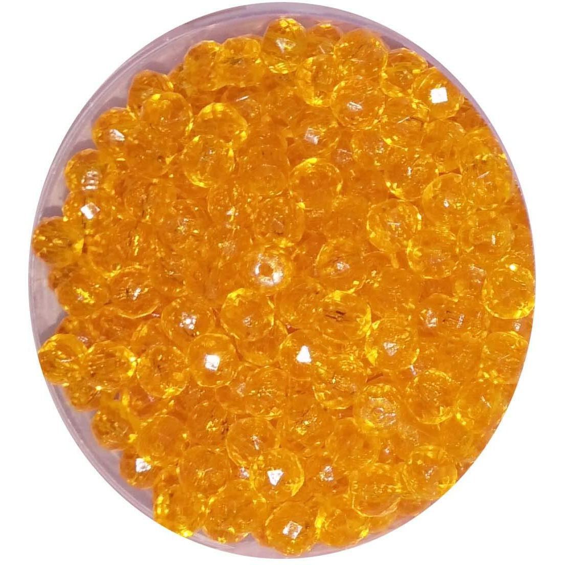 N Creation 100 gm 8 mm Orange Color Plastic Bead Diamond Cut Round Shape Beads for Craft Jewellery Embroidery Making for Art and carfts for Making Diwali Hanging (35)