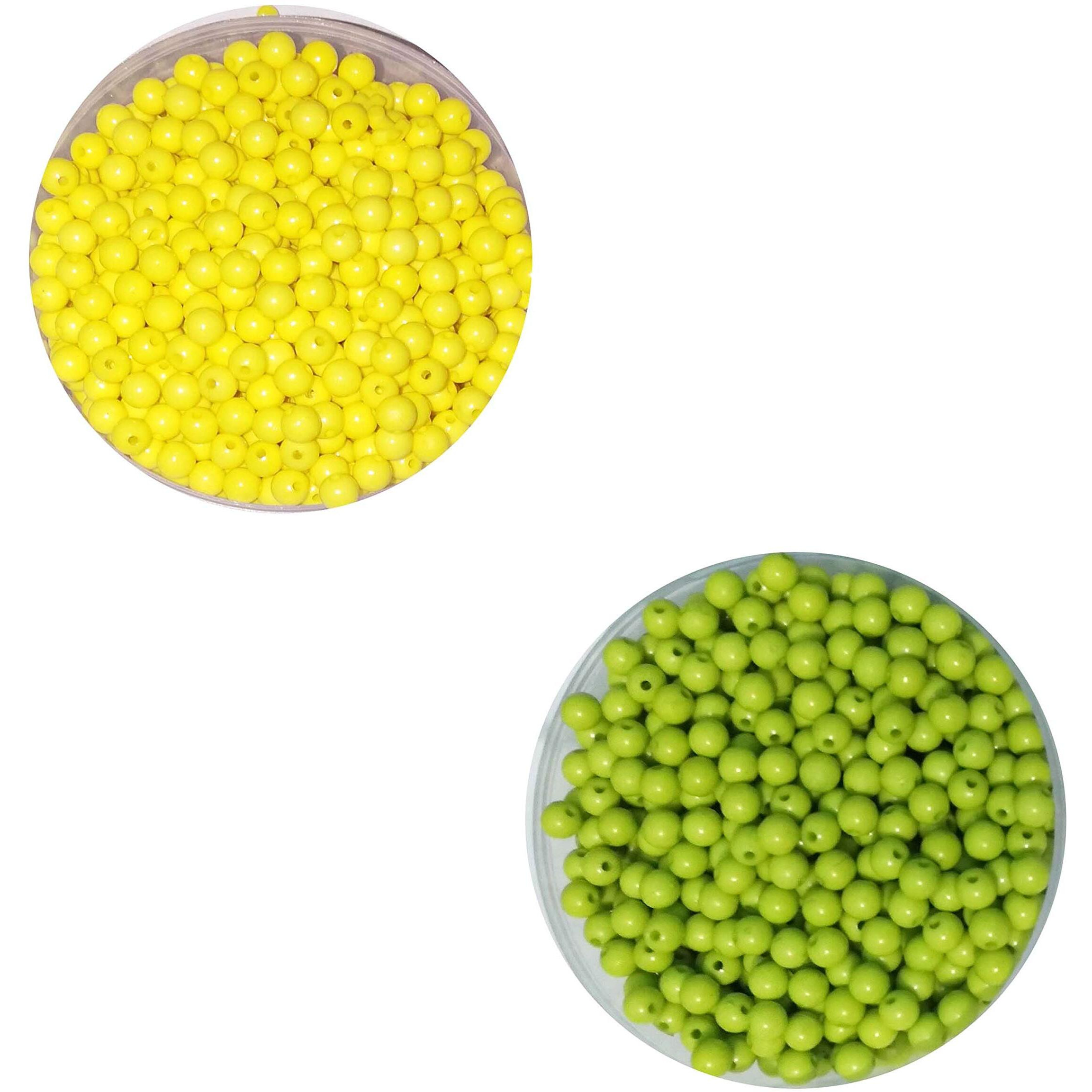 N Creation 150 gm 6 mm Green and Yellow Color Plastic Beads for Craft Jewellery Making Material for Art and Crafts for Making Diwali Hanging (37)