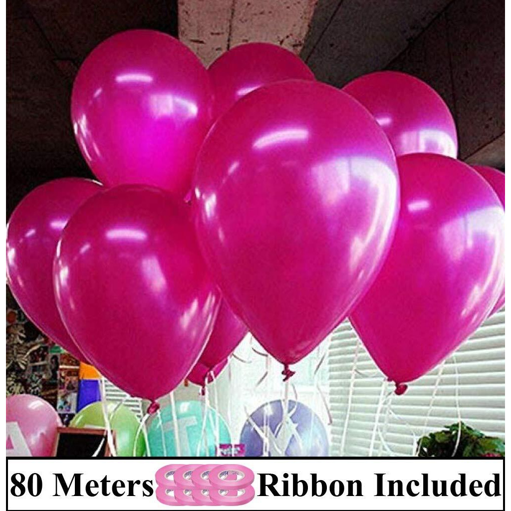 AMFIN - 10 Inch (Pack of 200) Beautiful Royal Dark Pink Color Metallic Balloons for Birthday Decoration, Decoration for Weddings, Engagement, Baby Shower, 1st Birthday, Anniversary Party, Bachelors Party, Office Party ,Diwali