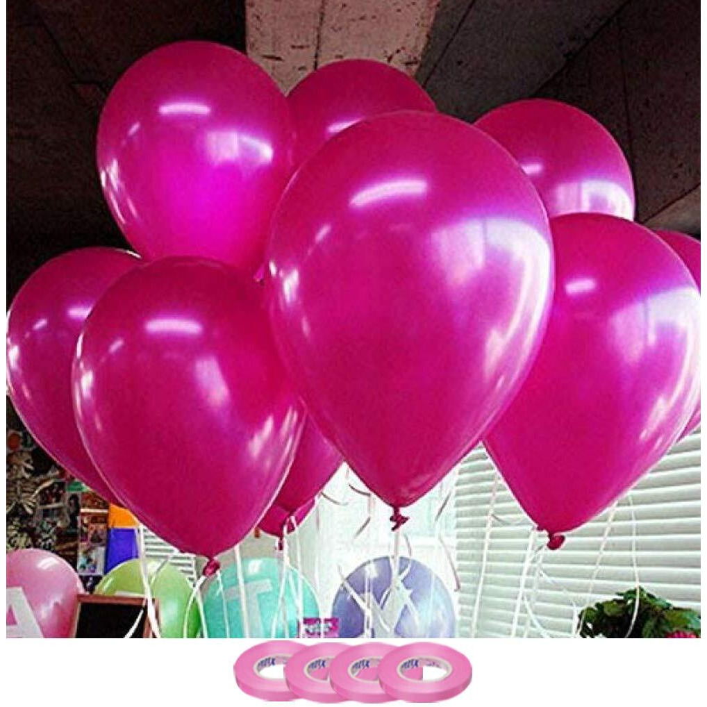 AMFIN - 10 Inch (Pack of 100) Beautiful Royal Dark Pink Color Metallic Balloons for Birthday Decoration, Decoration for Weddings, Engagement, Baby Shower, 1st Birthday, Anniversary Party, Bachelors Party / Office Party ,Diwali