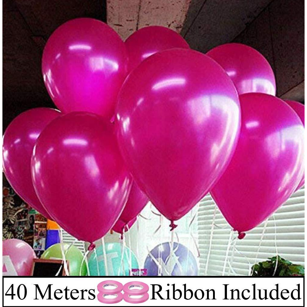 AMFIN - 10 Inch (Pack of 100) Beautiful Royal Dark Pink Color Metallic Balloons for Birthday Decoration, Decoration for Weddings, Engagement, Baby Shower, 1st Birthday, Anniversary Party, Bachelors Party / Office Party ,Diwali