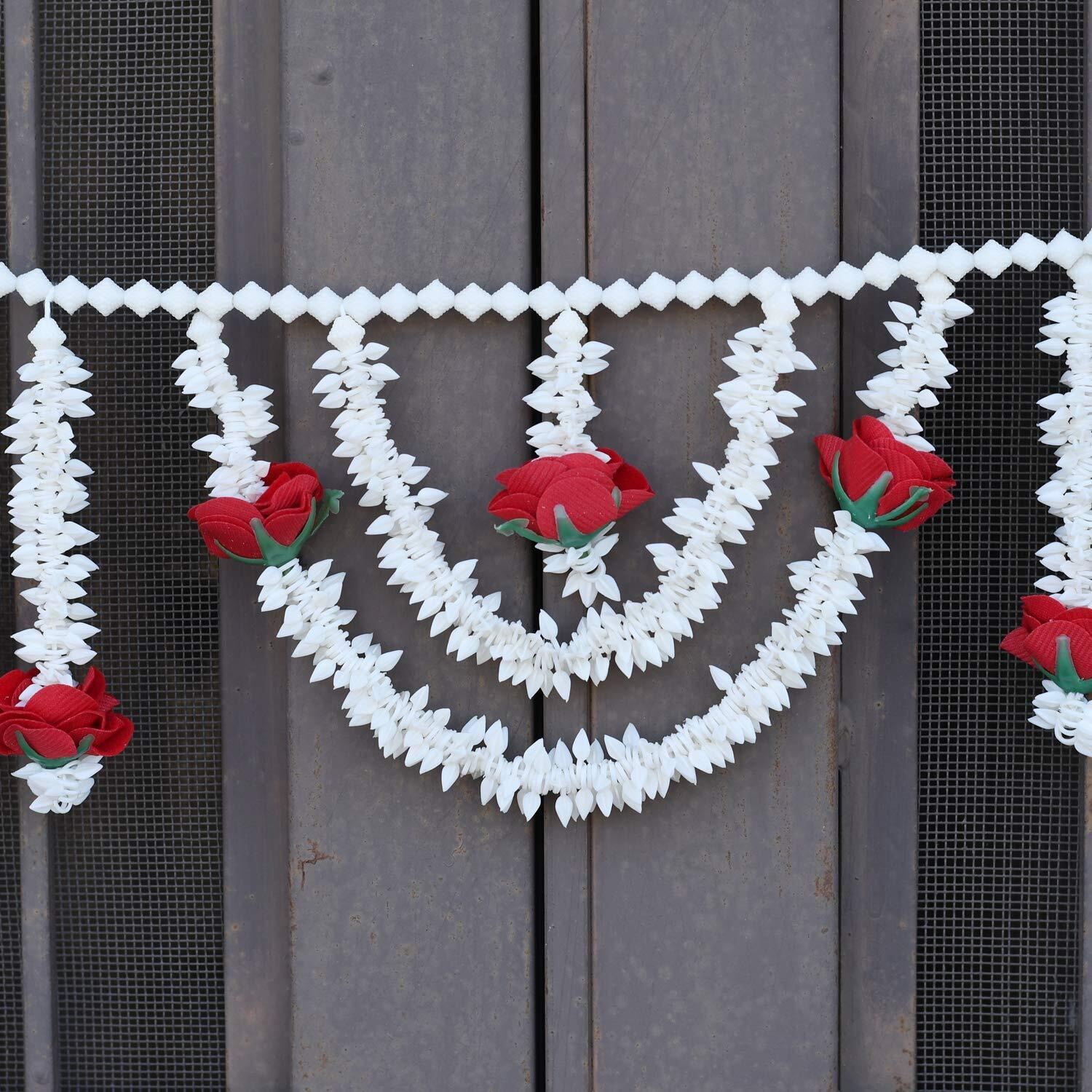 CraftVatika Toran Bandarwal for Main Door Wall Hanging Traditional Fancy Artificial Flowers Jasmine & Rose Toran Bandarwar for Temple Mandir Pooja Room Diwali Deepawali Decoration Diwali Gifts.