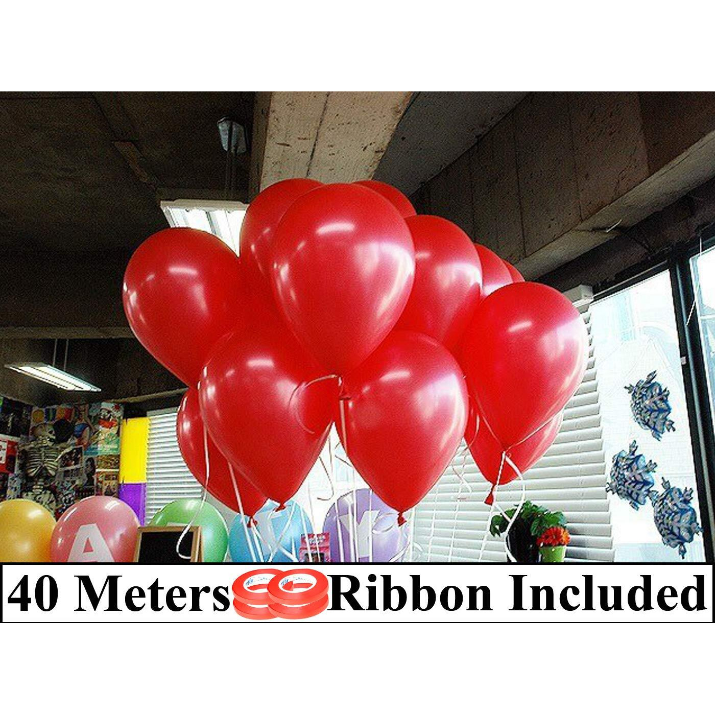AMFIN - 10 inch (Pack of 100) Red Metallic Balloons for Birthday Decoration, Decoration for Weddings, Engagement, Baby Shower, 1st Birthday, Anniversary Party, Bachelors Party, Office Party,Diwali