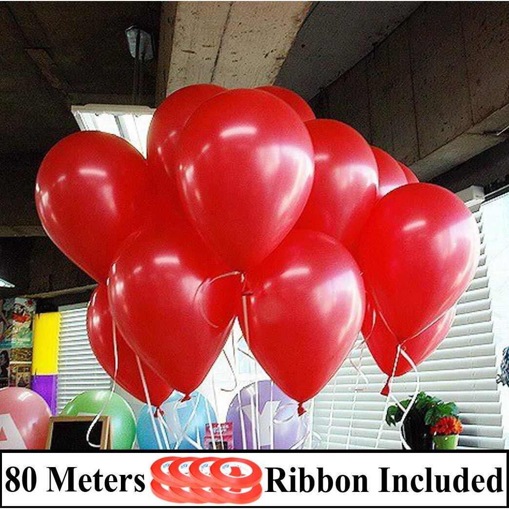 AMFIN - 10 inch (Pack of 200) Red Metallic Balloons for Birthday Decoration, Decoration for Weddings, Engagement, Baby Shower, 1st Birthday, Anniversary Party, Bachelors Party, Office Party,Diwali