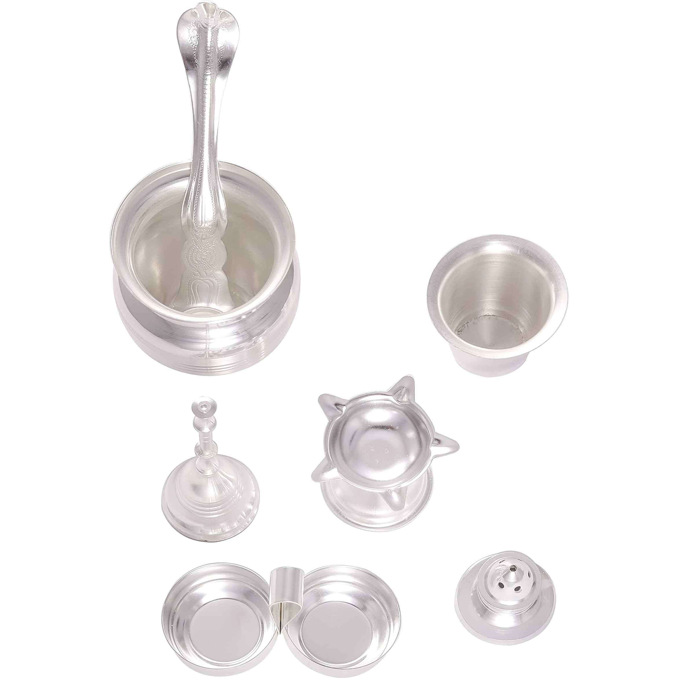 OJAS Designer Silver Plated 26 CM Pooja Thali Set for Gifting,Occasionally Gifting,Utility Gifting,Every Occasion for Festival,Diwali,Home,Mandir,Office,Festive Wedding Return Gift Items.