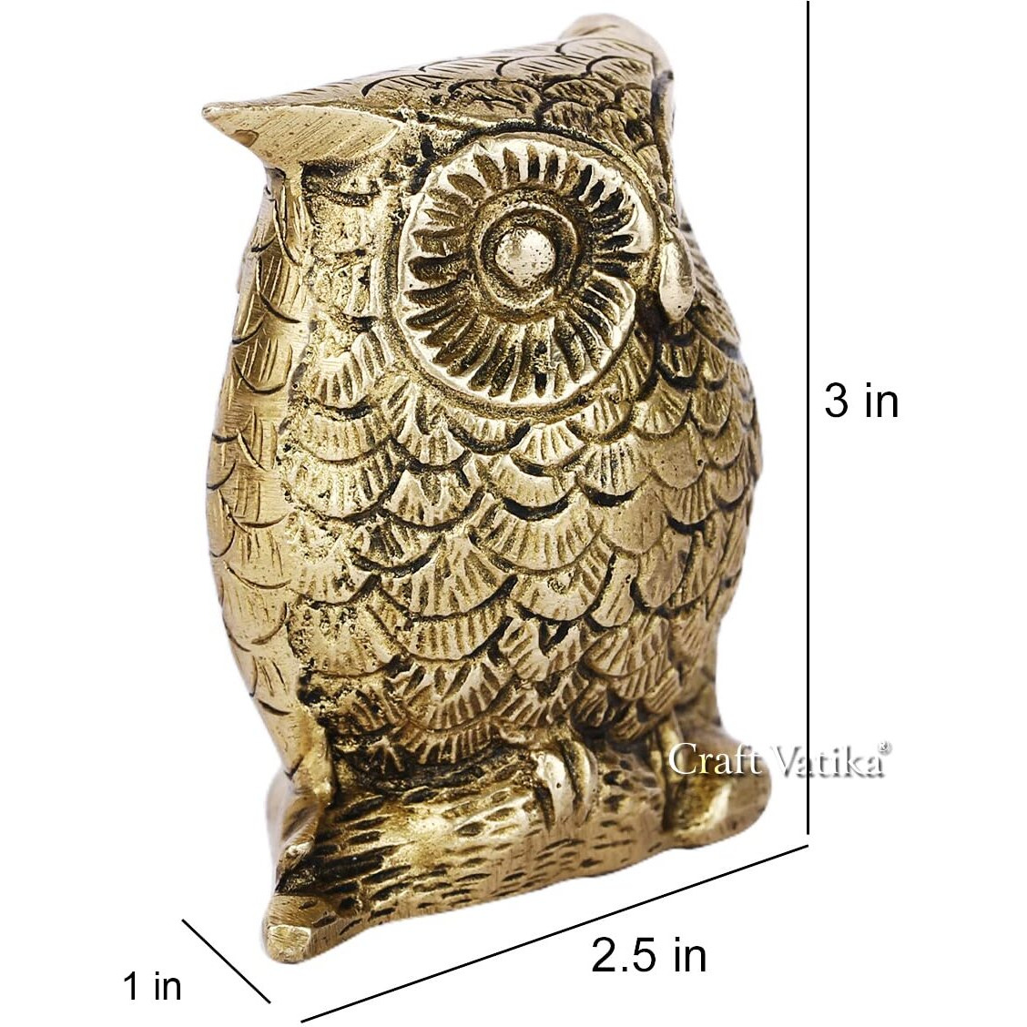 CraftVatika Brass Vintage Owl Bird Decorative Showpiece for Home Decor, Living Room, Table Top , Diwali Decoration & Diwali Gifts (3 x 2.5 x 1 inches)