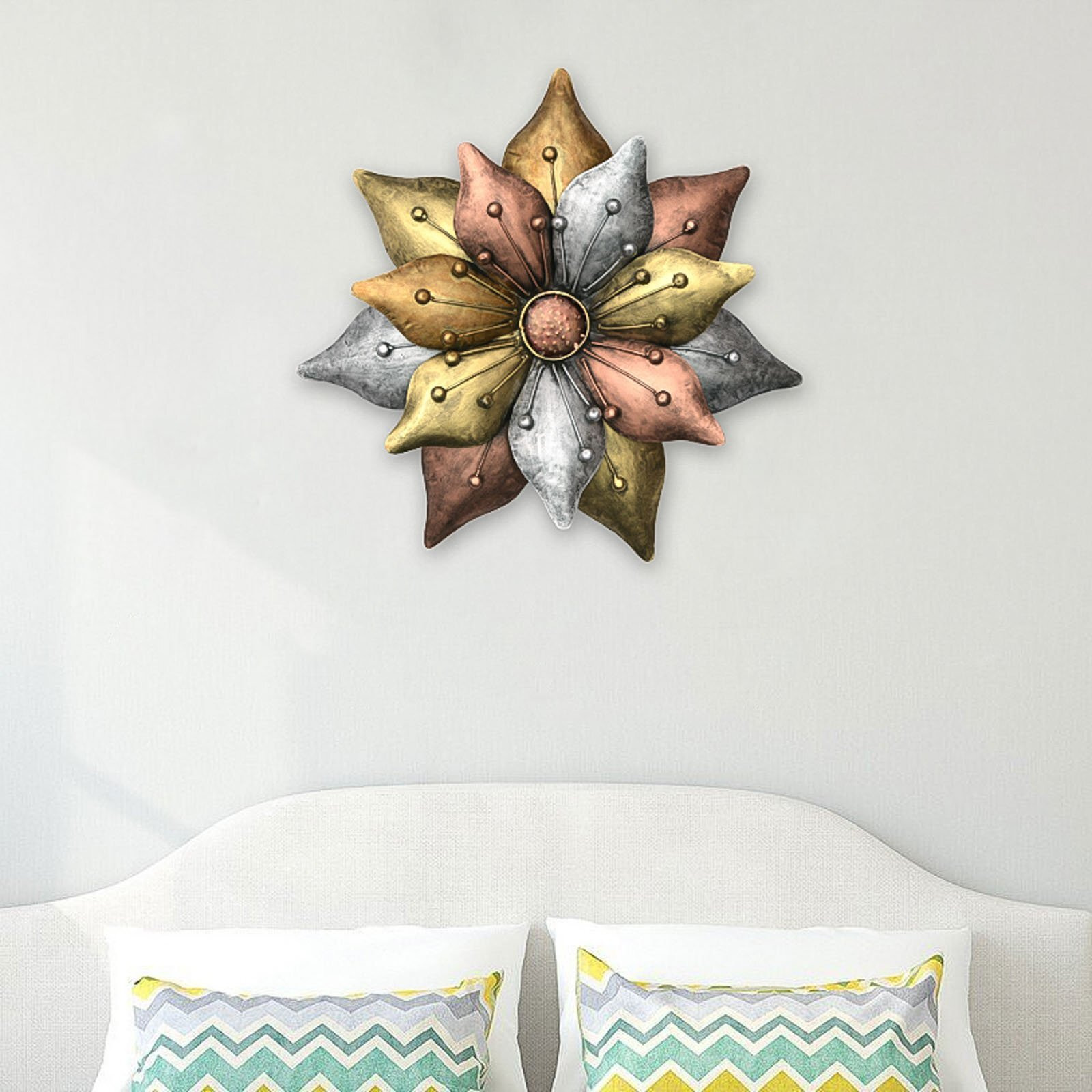 Collectible India Large Decorative Sun Flower Wall Hanging Iron Antique Finish Diwali Gifts Home Decor