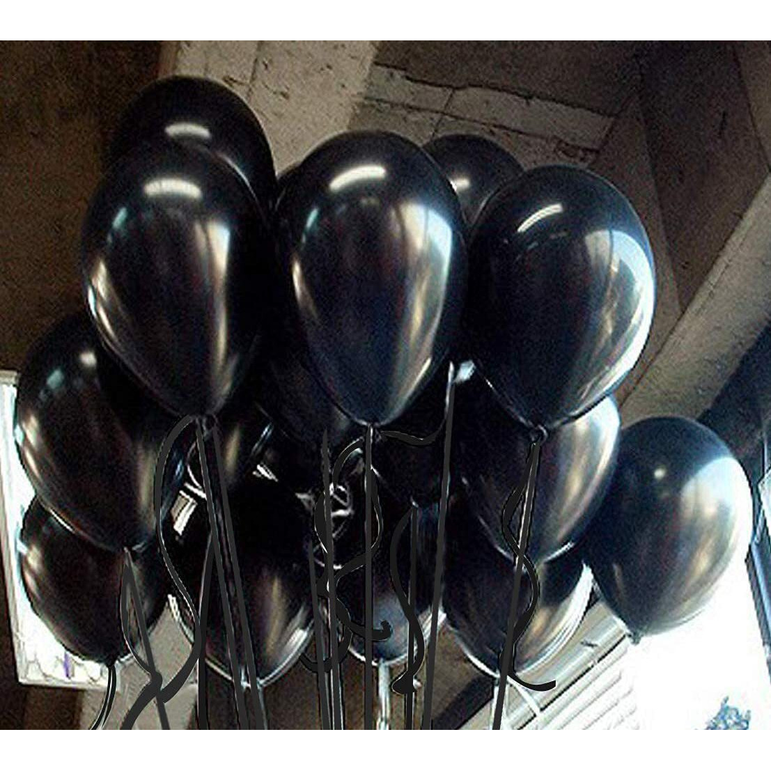 AMFIN 10 Inch (Pack Of 100) Black Metallic Balloons for Birthday Decoration , Decoration for Weddings , Engagement , Baby Shower Decoration Items , 1st Birthday Party Decoration Items , Anniversary Party , Bachelors Party , Office Party , Diwali , New Year Party , Christmas Decoration Items