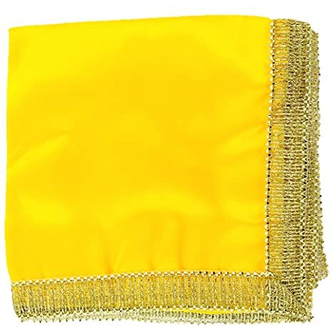 Bhakti Lehar ( 1 Meter Yellow Satin Puja Altar Cloth | Diwali Pooja Sartin Cloth for Puja Table, God Chowki Aasan, Temple, Mandir and Multipurpose Use
