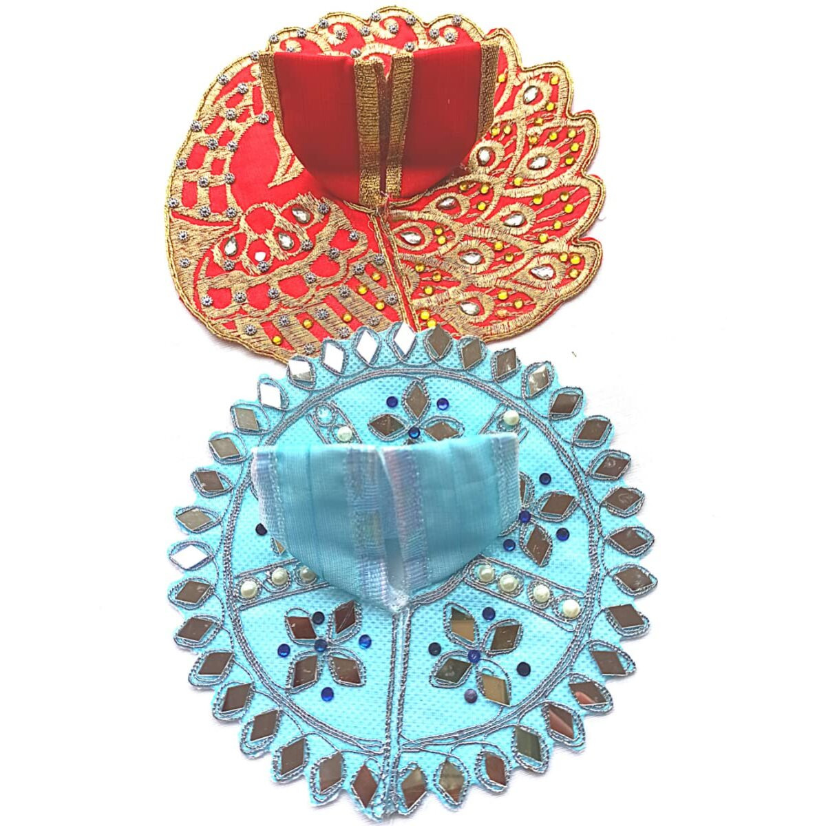 Ladoo Gopal Poshak Dresses with Heavy Embroidery & Embellishments for Janamashtami/Diwali and All Festivals, Size 1 (Size 1, Yellow Peacock Couple)
