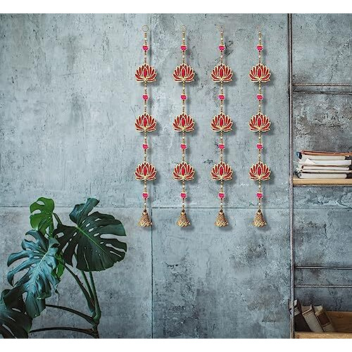 True Decor Lotus for Decoration Puja Room Decoration Items for Home Diwali Door Hanging || Height 30 Inch || Pack of 2