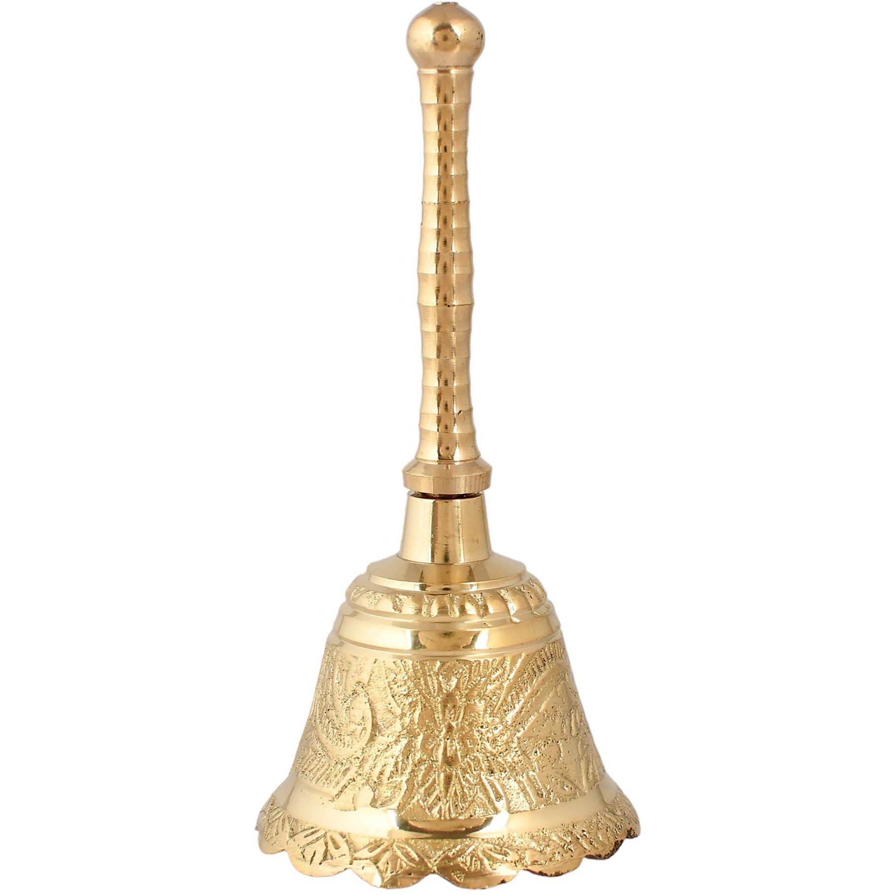 CraftVatika Brass Hand Bell Ghanti for Pooja Mandir Diwali Decoration Items, Puja Prayer Ghanti - (4.5 inches Height)