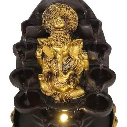 GTC Beautiful Lord Ganesha Water Fountain Shree Ganesha Show Piece for Home Decorative Diwali Gifts for Drawing Room Living Room Waterfall Decorative Item withMini Motor Pump (332, Multicolor)