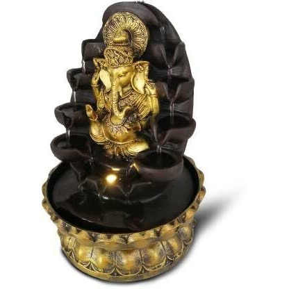 GTC Beautiful Lord Ganesha Water Fountain Shree Ganesha Show Piece for Home Decorative Diwali Gifts for Drawing Room Living Room Waterfall Decorative Item withMini Motor Pump (332, Multicolor)
