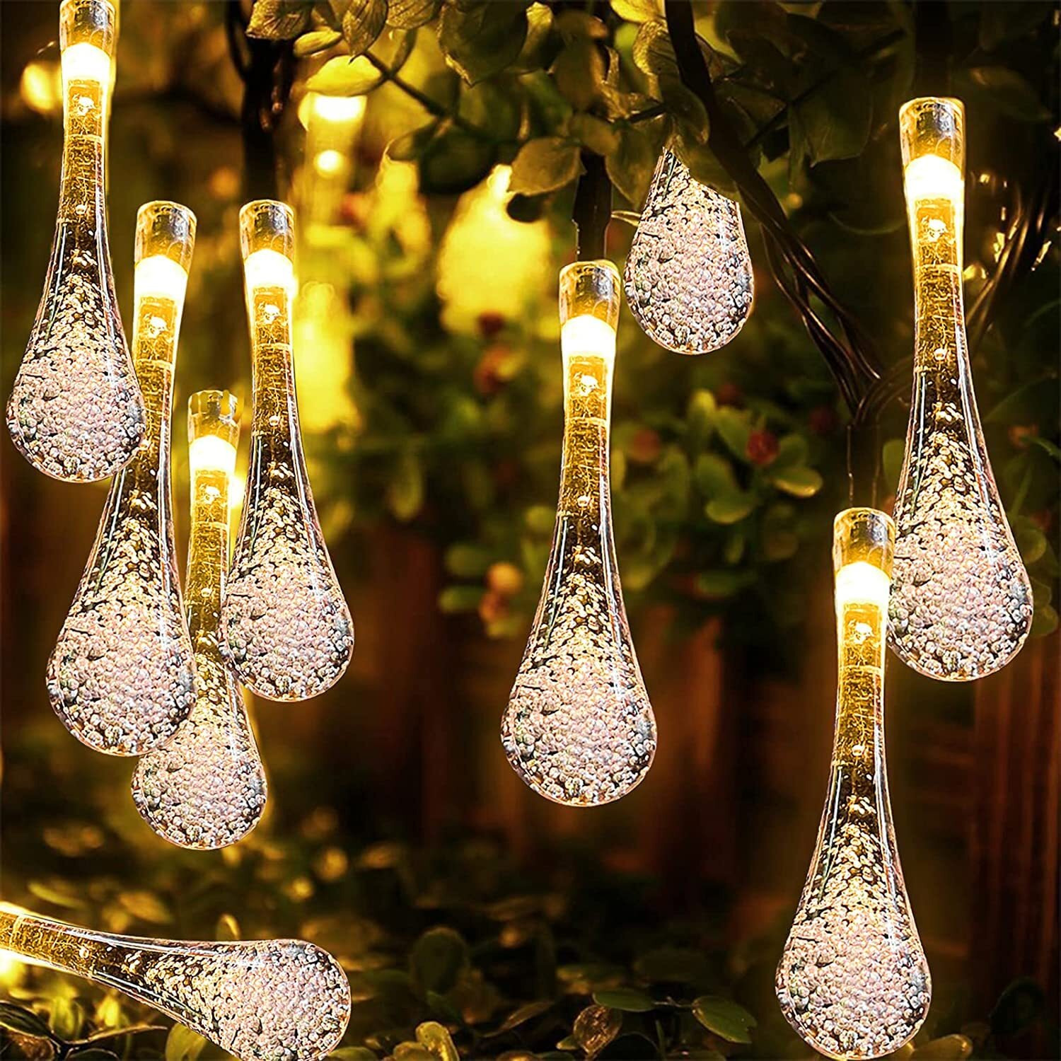 Desidiya Fairy 14 Water LED Drop String Lights for Diwali, Birthday, Festival, Wedding, Party for Home, Patio, Lawn, Restaurants Home Decoration (Warm White-Plug-in)