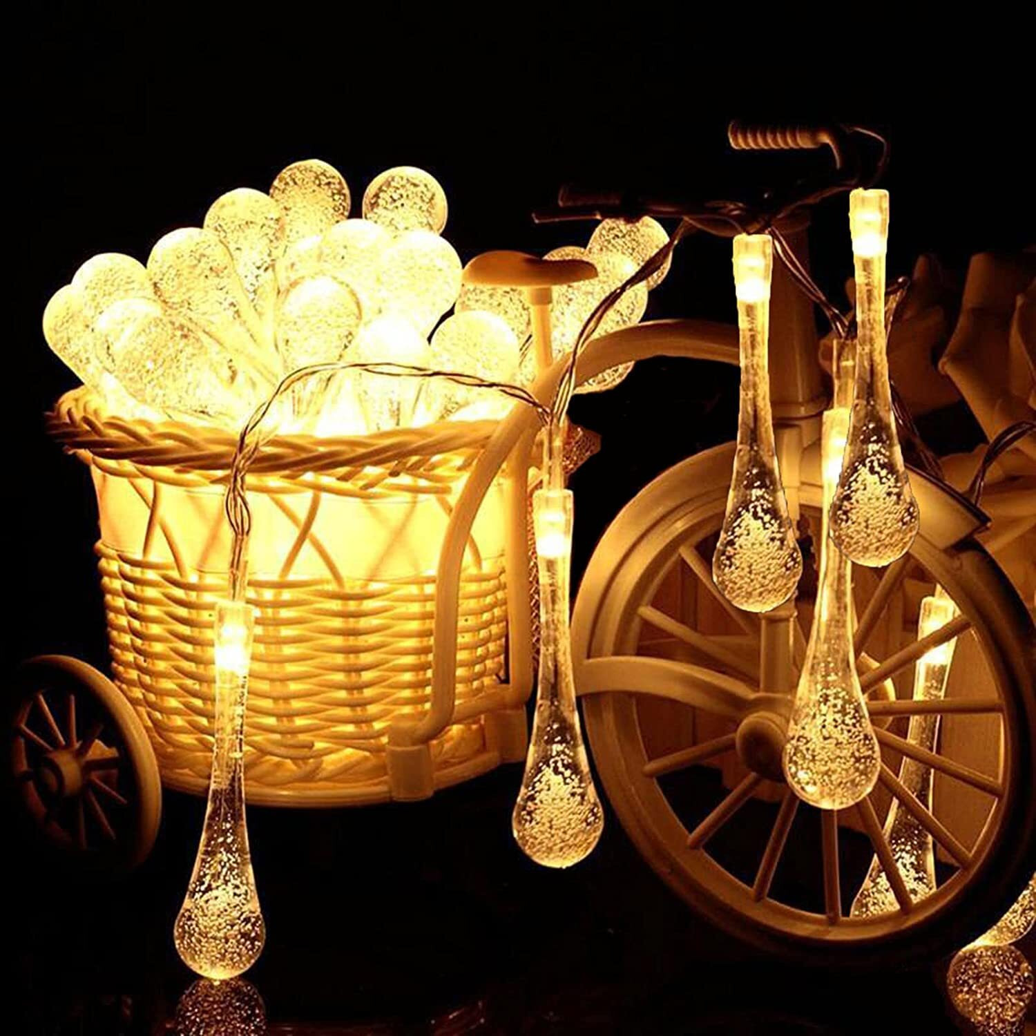 Desidiya Fairy 14 Water LED Drop String Lights for Diwali, Birthday, Festival, Wedding, Party for Home, Patio, Lawn, Restaurants Home Decoration (Warm White-Plug-in)
