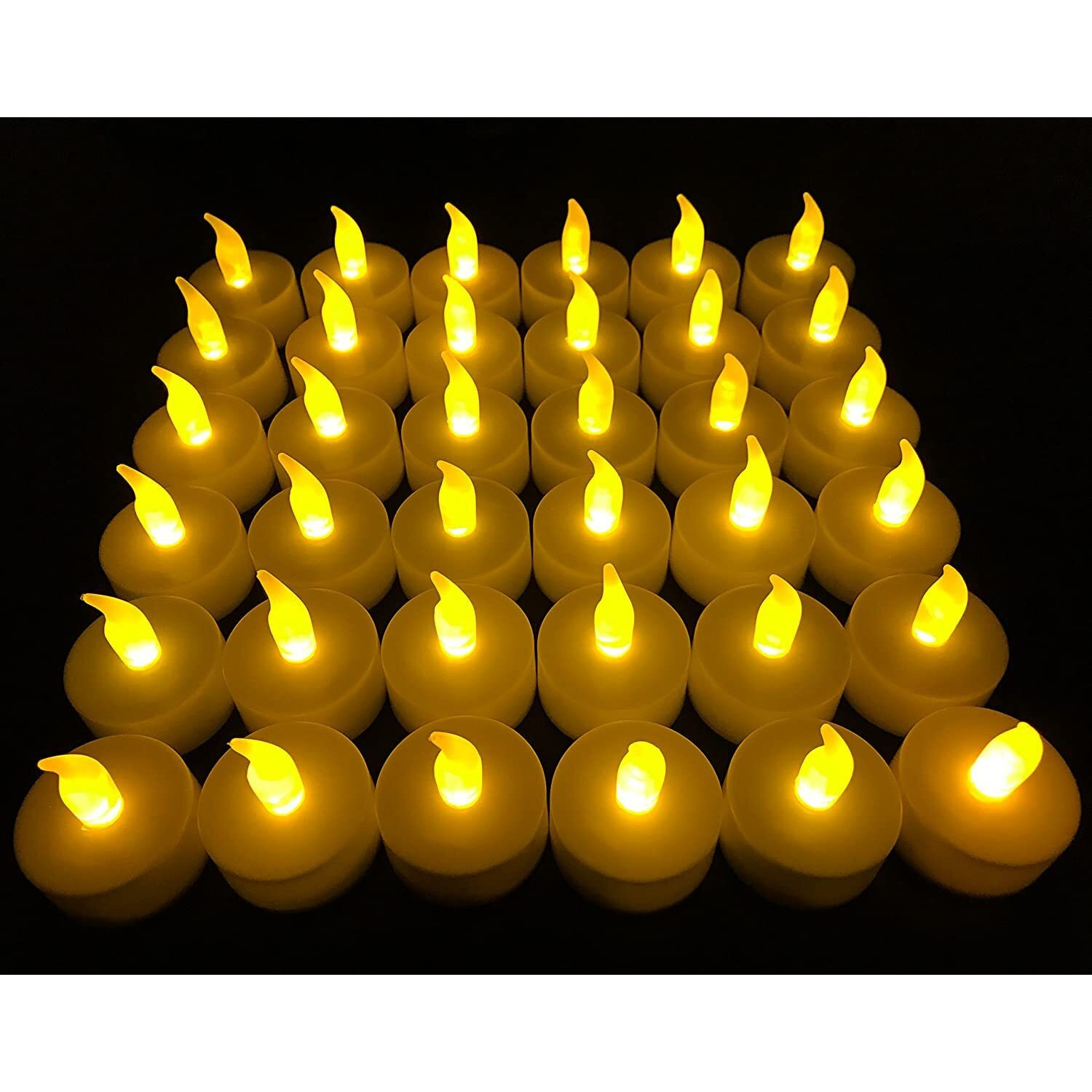 True Decor 36PC Acrylic Flameless & Smokeless LED Candles for Home Decoration||LED Tealight Candles for Christmas & Diwali Pack of 36 (Yellow)