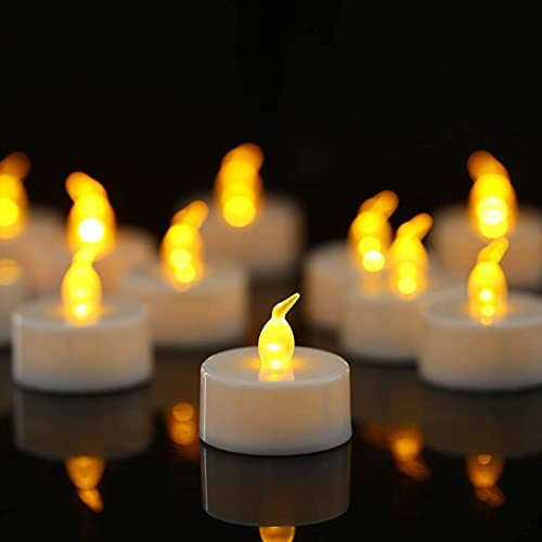 True Decor 24PC Acrylic Flameless & Smokeless LED Candles for Home Decoration||LED Tealight Candles for Christmas & Diwali Pack of 24 (Yellow)