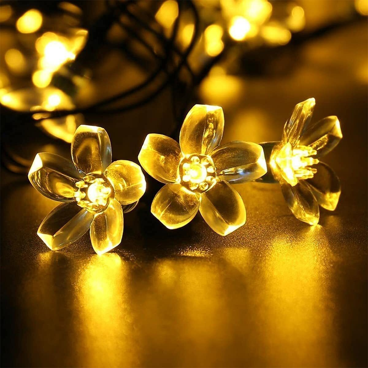 Desidiya 16 Flower LED Curtain String Window Lights Indoor/Outdoor Decoration for Diwali, Christmas, Wedding, Party, Home, Patio Lawn Corded Electric (Warm White - Pack of 1)