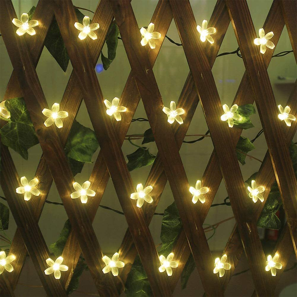Desidiya 16 Flower LED Curtain String Window Lights Indoor/Outdoor Decoration for Diwali, Christmas, Wedding, Party, Home, Patio Lawn Corded Electric (Warm White - Pack of 1)