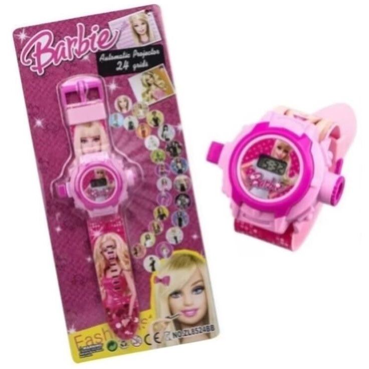 Acnos Brand Digital 24 Images Projector Pink Barbie Girl Watch for Kids Boys Rubber Material Watch Diwali Gift Birthday Return Gift Best Digital Toy Watch for Boys Girls