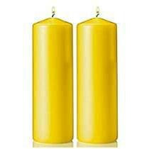Kuber Selection Pack of 2 Pcs 2 Inch x 6 Inch Each Premium Light Yelllow Big Non Scented Pillar Candle (2  6 Each) (Pack of 2 Pcs) (Light Yelllow)