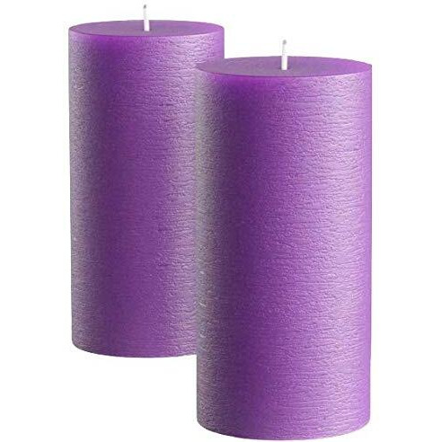 Kuber Selection Pack of 2 Pcs 2 Inch x 6 Inch Each Premium Purple Big Non Scented Pillar Candle (2  6 Each) (Pack of 2 Pcs) (Purple)